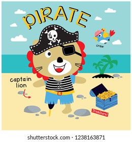 Vector cartoon of lion the pirate