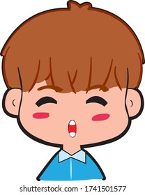 
Vector cartoon little boy isolated on white background A confident boy in Beaming