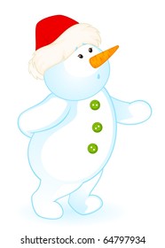 Vector cartoon little cute snowman