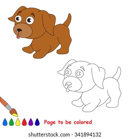 Vector cartoon little dog to be colored. 