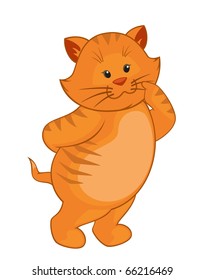 Vector cartoon little kitten