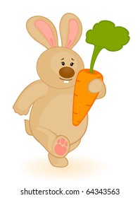 Vector cartoon little toy bunny with carrot