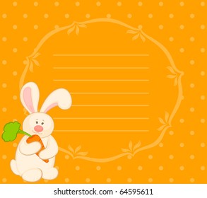 Vector cartoon little toy bunny with carrot