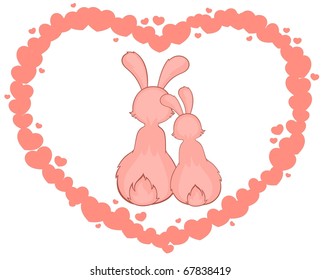 Vector cartoon little toy rabbits