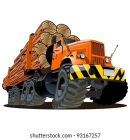 Vector cartoon logging truck