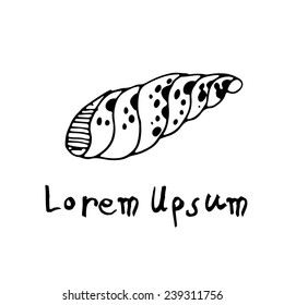 Vector cartoon  logotype with place for text.  Black and white shell 
