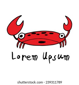 Vector cartoon  logotype with place for text. Red crab.
