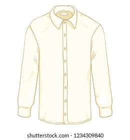 Vector Cartoon Long Sleeve Beige Men Shirt