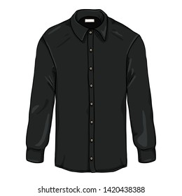 Vector Cartoon Long Sleeve Black Classic Men Shirt