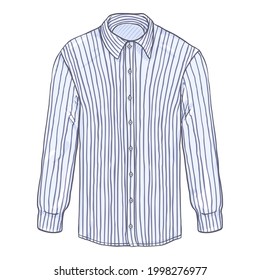 Caricatura vectorial Larga funda Camisa Masculina a rayas moradas y blancas
