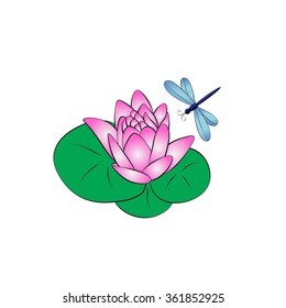 Vector cartoon lotus on white background.