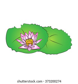 Vector cartoon lotus on white background.