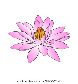 Vector cartoon lotus on white background.