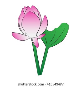 Vector cartoon lotus on white background.