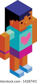 Vector Cartoon Low Poly Girl Character