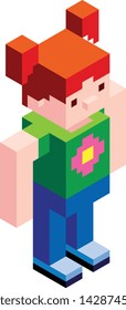 Vector Cartoon Low Poly Girl Character