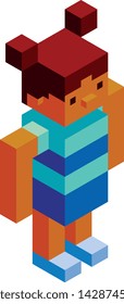 Vector Cartoon Low Poly Girl Character