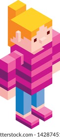 Vector Cartoon Low Poly Girl Character
