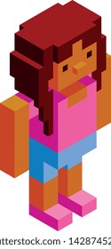 Vector Cartoon Low Poly Girl Character