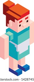 Vector Cartoon Low Poly Maid Character