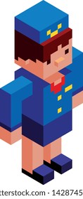 Vector Cartoon Low Poly Stewardess Character
