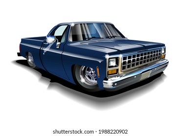 Vector cartoon lowrider pickup. Available EPS-10 format separated by groups for easy edit