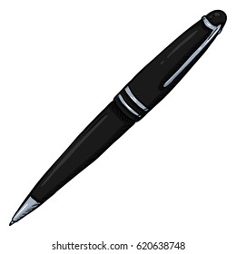 Vector Cartoon Luxury Black Pen on White Background