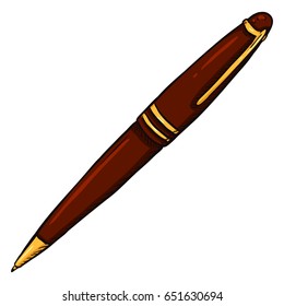 Vector Cartoon Luxury Red Pen on White Background