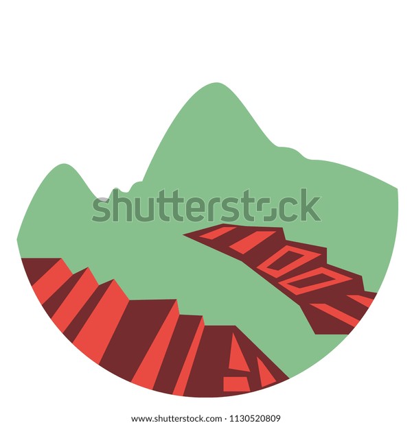 Vector Cartoon Machu Picchu Icon Isolated Stock Vector Royalty Free 1130520809