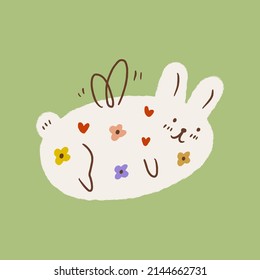 Vector cartoon magic fairy rabbit or bunny little Easter cute childish illustration. Babyish childish style illustration, print for posters, cards, mugs, clothes, party decor and other.