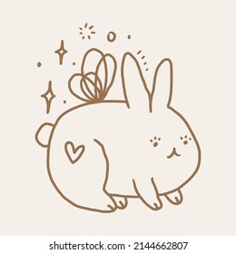Vector cartoon magic fairy rabbit or bunny little Easter cute childish illustration. Babyish childish style illustration, print for posters, cards, mugs, clothes, party decor and other.