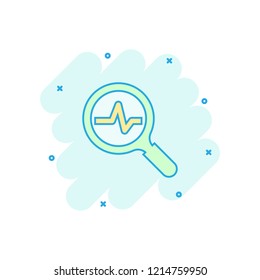 Vector cartoon magnifying glass icon in comic style. Loupe analysis sign illustration pictogram. Magnifier business splash effect concept.