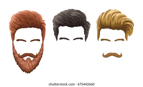 Vector cartoon man hairstyles.