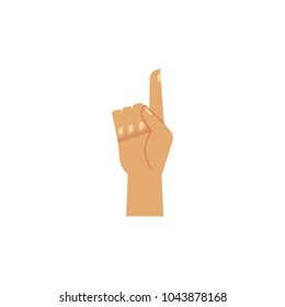 Vector cartoon man hand with index finger pointing out. Isolated illustration on a white background. Communication business design symbol, concept for app interface