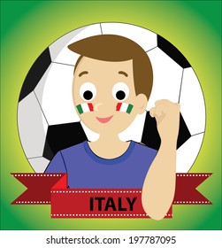 Vector of Cartoon Man Italy football fan 