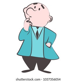 Vector cartoon man in jacket with disappointed face