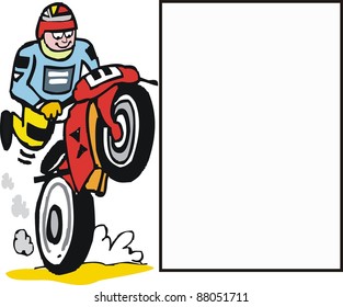 Vector cartoon of man riding motorcycle