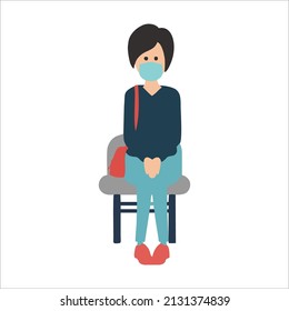 vector cartoon man wearing a mask - vector illustration