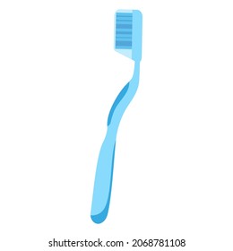 Vector cartoon manual toothbrush with protective cap. Dental concept.