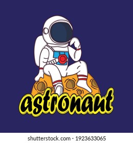 
vector cartoon mascot character of an astronaut sitting on the moon