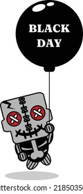 vector cartoon mascot character halloween skull cute voodoo doll balloon black friday