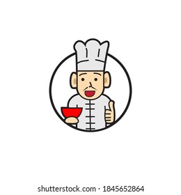  vector cartoon mascot smiling chef carrying bowl