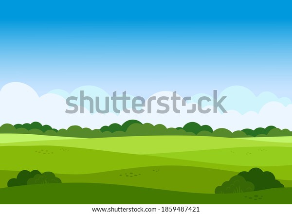 Vector Cartoon Meadow Landscape Grass Blue Stock Vector (Royalty Free ...