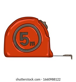 Vector Cartoon Measuring Tape. Building Tool Red Tape-Line.
