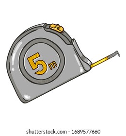Cinta de medición de dibujos vectoriales. Línea de cinta metálica de herramienta de construcción.