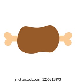 Vector Cartoon Meat Icon Isolated On White Background