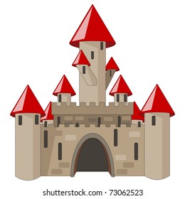 vector cartoon medieval castle isolated on white