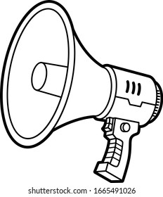 Vector Cartoon Megaphone Line Art in White Background