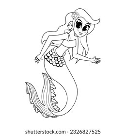 Vector Cartoon Mermaid Character isolated illustration