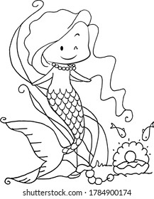 vector cartoon Mermaid and shells